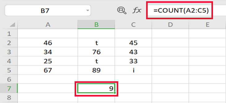 Hàm COUNT trong excel