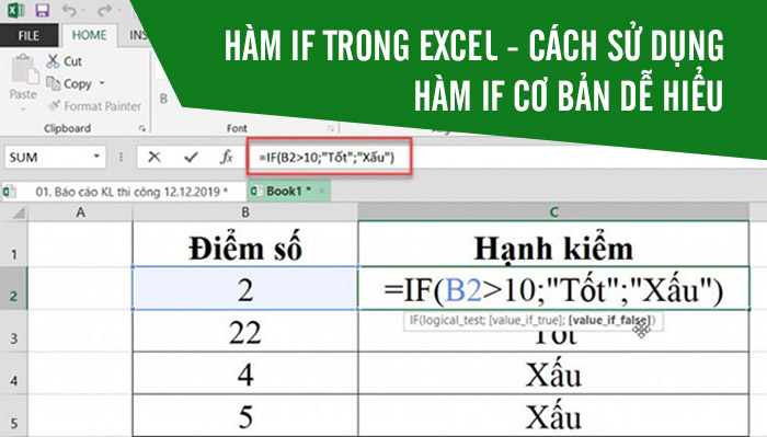 Hàm IF trong Excel - Cách sử dụng hàm IF CƠ BẢN DỄ HIỂU